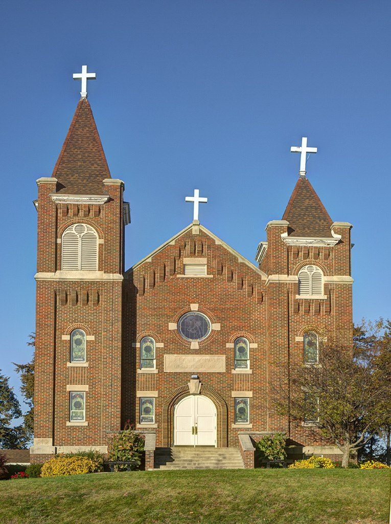 Saints Peter and Paul Chapel East Side with the offset spires