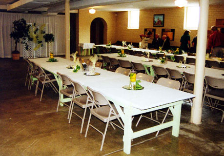 rectangular tables setup in the Reception Hall