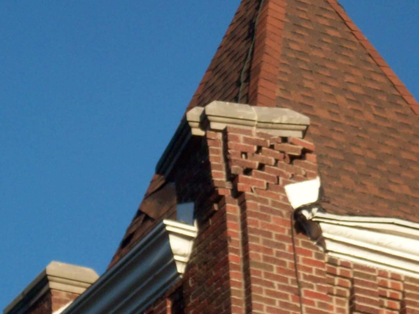 Damage to Cap hit by roof section